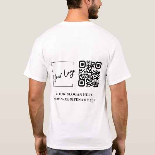 Uw Business Logo QR Code Custom T-shirt (Achterkant)