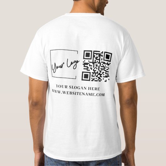 Uw Business Logo QR Code Custom T-shirt (Achterkant)