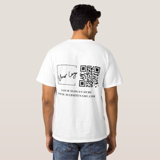 Uw Business Logo QR Code Custom T-shirt (Achterkant volledig)