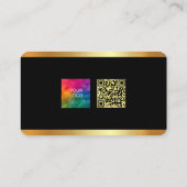 Uw Business Logo QR Code Custom Text Black Gold Visitekaartje (Achterkant)