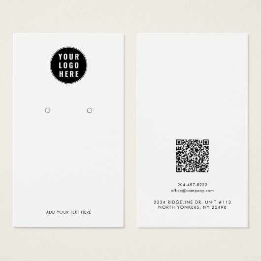 Uw Business Logo QR Code Earring Display Kaart (Voorkant /achterkant)