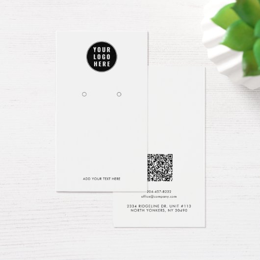 Uw Business Logo QR Code Earring Display Kaart (Bureau)