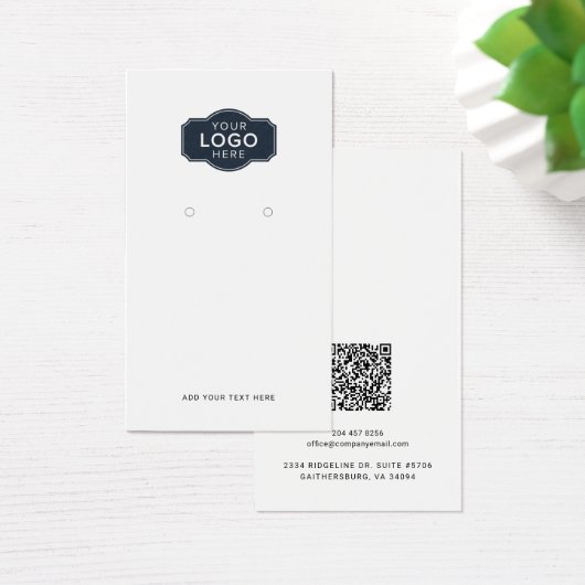 Uw Business Logo QR Code Earring Display Kaart (Bureau)