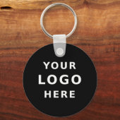 Uw Business Logo & QR Code Eenvoudig Ronde Zwart Sleutelhanger (Voorkant)
