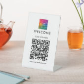 Uw Business Logo QR Code Hier Sjabloon Menu Reclamebord Met Voetstuk (Insitu)