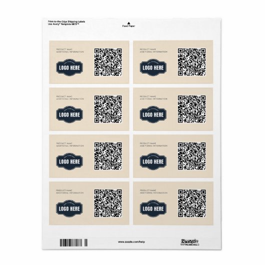 Uw Business Logo QR Code Product-ID Etiket (Full Sheet)