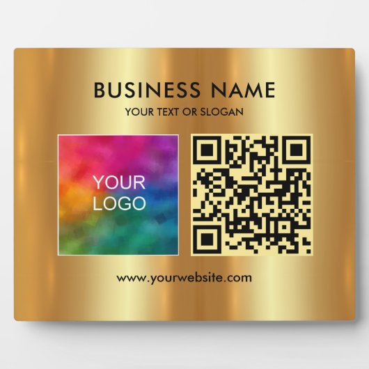 Uw Business Logo QR Code Sjabloon scanbaar Fotoplaat (Voorkant)