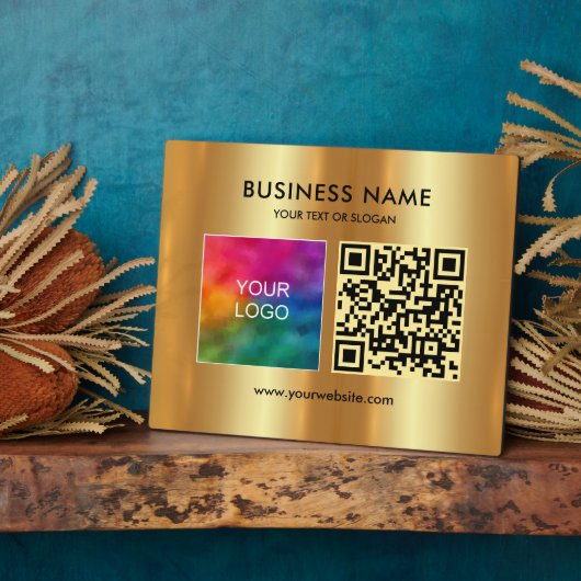 Uw Business Logo QR Code Sjabloon scanbaar Fotoplaat (Zijkant)