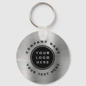 Uw Business Logo QR Code Zakelijk Zilver Sleutelhanger (Voorkant)
