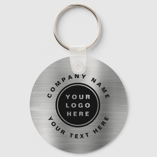 Uw Business Logo QR Code Zakelijk Zilver Sleutelhanger (Voorkant)