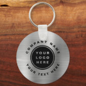 Uw Business Logo QR Code Zakelijk Zilver Sleutelhanger (Voorkant)