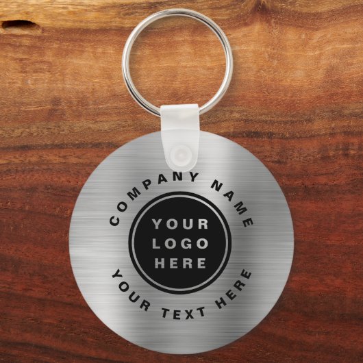 Uw Business Logo QR Code Zakelijk Zilver Sleutelhanger (Voorkant)