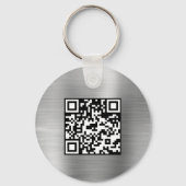 Uw Business Logo QR Code Zakelijk Zilver Sleutelhanger (Achterkant)