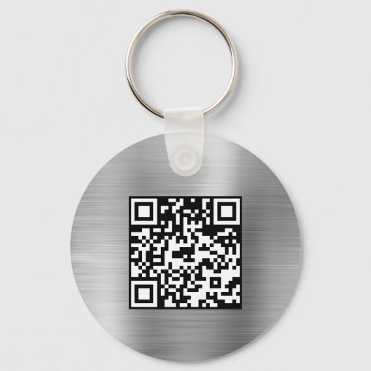 Uw Business Logo QR Code Zakelijk Zilver Sleutelhanger (Achterkant)