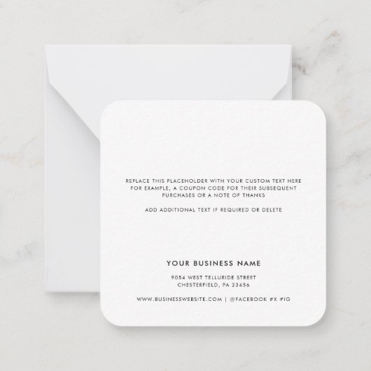 Uw Business Logo Script Corporate Bedankt Notitiekaartje (Achterkant)