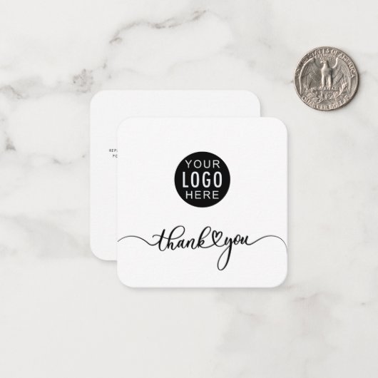 Uw Business Logo Script Corporate Bedankt Notitiekaartje (Voorkant / Achterkant in situ)