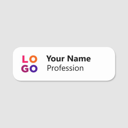 Uw Business Logo Simple Employee Name Tag (Voorkant)