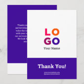 Uw Business Logo Simple Magenta bedankkaart Kaart (Voorkant / Achterkant)