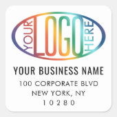 Uw Business Logo Simple White Retouradres Vierkante Sticker (Voorkant)