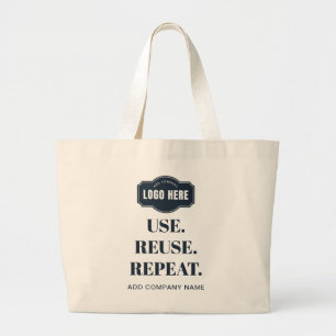 Uw Business Logo Slogan en Bedrijfsnaam Aangepast Grote Tote Bag