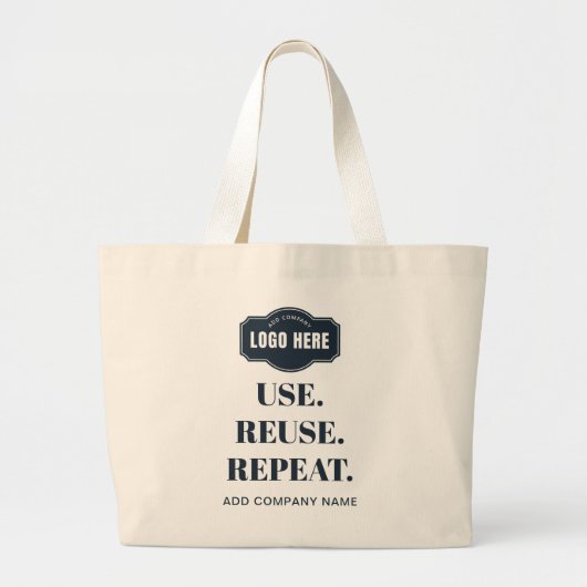 Uw Business Logo Slogan en Bedrijfsnaam Aangepast Grote Tote Bag (Voorkant)