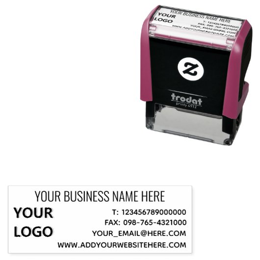 Uw Business Name Logo Kantoor Zelfinktende Stempel (In situ)