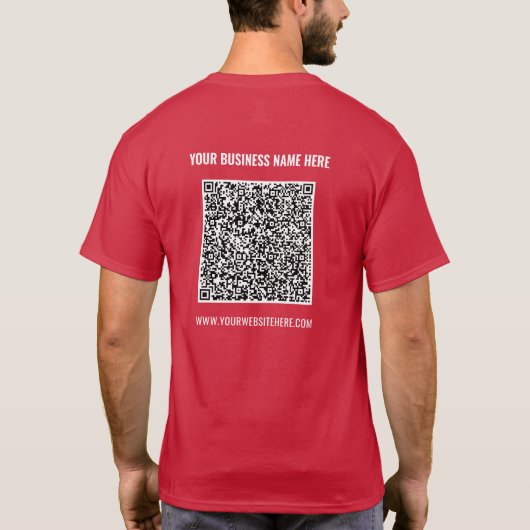 Uw Business T-Shirt met QR Code en Aangepaste Teks (Achterkant)