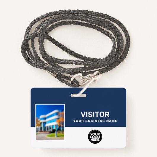 Uw Business Visitor Photo Bar Code, Logo Lanyard Badge (Voorkant met draagriem)