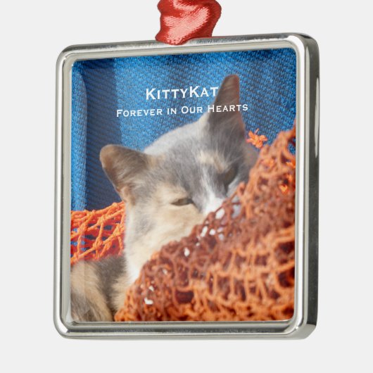 UW Cat of Dog PHOTO gepersonaliseerd Premium Memor Metalen Ornament (Links)