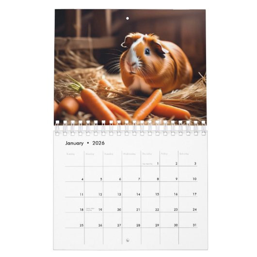 Uw cavia foto's maandelijks kalender (Jan 2026)