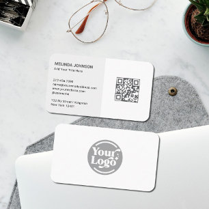 Uw Clean Simple White Logo QR Code Visitekaartje