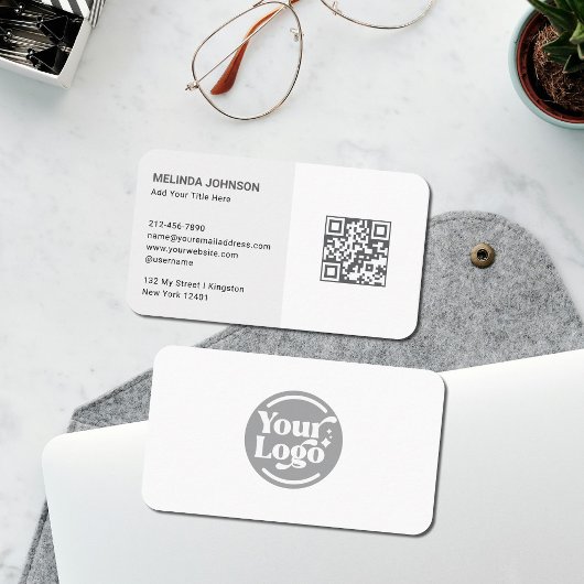 Uw Clean Simple White Logo QR Code Visitekaartje