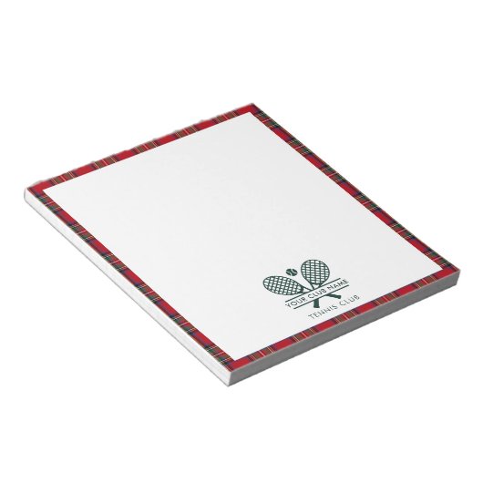 Uw Club Naam Tennis Team Staf Stewart Tartan Notitieblok (Schuin)