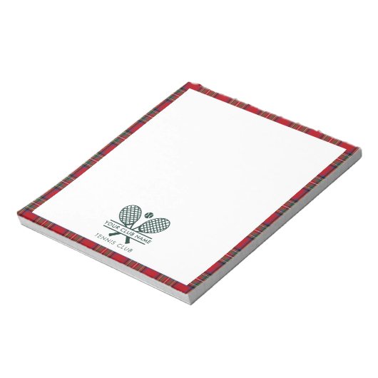 Uw Club Naam Tennis Team Staf Stewart Tartan Notitieblok (Linkerzijde)