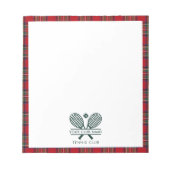 Uw Club Naam Tennis Team Staf Stewart Tartan Notitieblok (Voorkant)