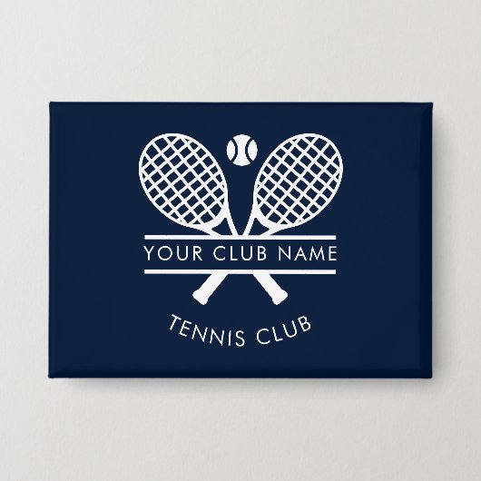Uw clubnaam Tennis Sports Navy Blue Button (Voorkant)