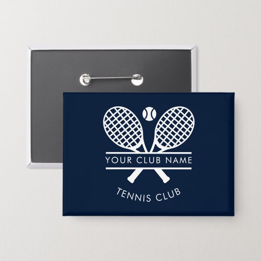 Uw clubnaam Tennis Sports Navy Blue Button (Voorkant / Achterkant)