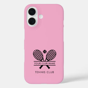 Uw clubnaam Tennis Team Pink Custom iPhone 16 Hoesje