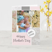 Uw Collage van het Moederdag van de Foto Roze Kaart (Gele Bloem)