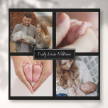 Uw Collage van Vier Favoriete Foto's van het Baby Imitatie Canvas Print<br><div class="desc">Personaliseer met uw vier favoriete babyfoto's die de naam van uw baby kenmerken,  die een unieke fotocollage,  een geheugen en een gift creëer. Een mooie herinnering aan schat!</div>