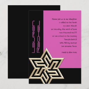 Uw Colors Bat Mitzvah Large Gold Star van David Kaart