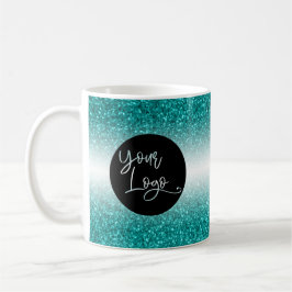 Uw Corporate Logo, Blauwgroen Glitter en Black Omb Koffiemok