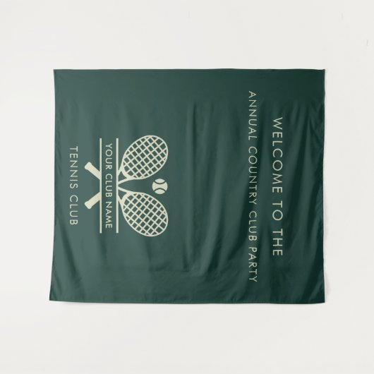 Uw Country Club Naam Tennis Team Evenementen Groen Wandkleed (Voorkant (horizontaal))