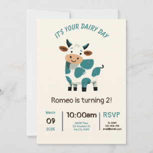 Uw Dairy Day Birthday Invitation Kaart