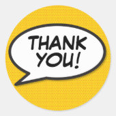 Uw dank U Bericht Spraak Bubble Fun Comic Ronde Sticker (Voorkant)