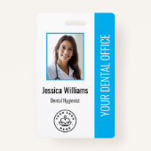 Uw Dentist Kantoor Logo Foto ID Blauw Badge (Voorkant)