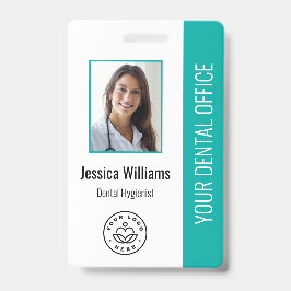 Uw Dentist Kantoor Logo Foto ID Blauwgroen Badge