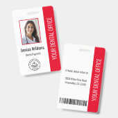 Uw Dentist Kantoor Logo Foto ID Rood Badge (Voor- en achterkant)