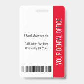 Uw Dentist Kantoor Logo Foto ID Rood Badge (Achterkant)