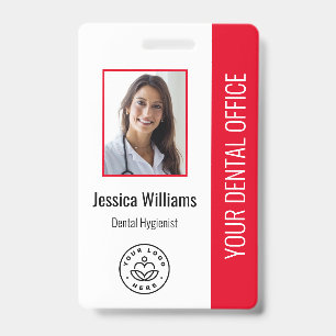 Uw Dentist Kantoor Logo Foto ID Rood Badge